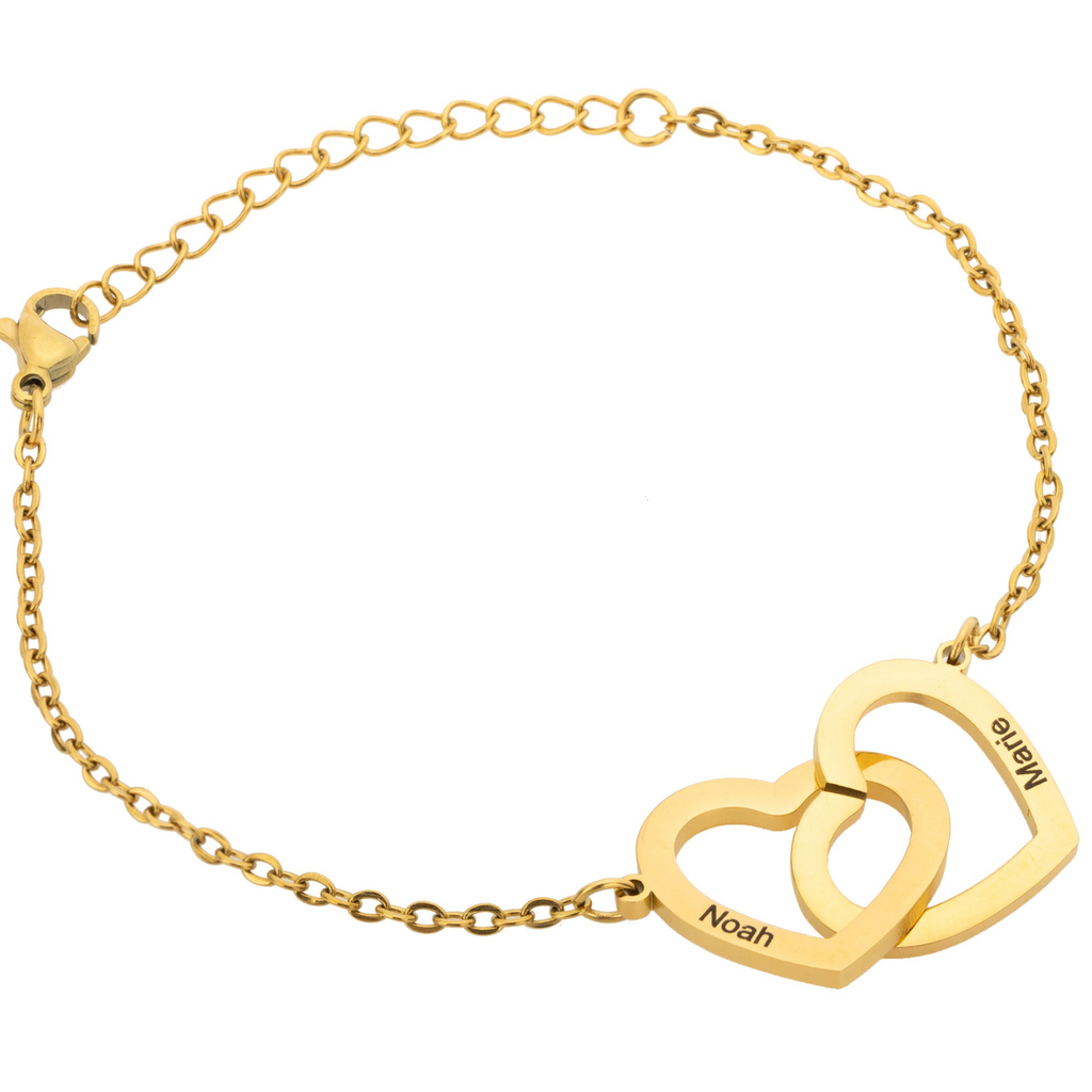 Personalized Bracelet/Anklet with Entwined Double Hearts