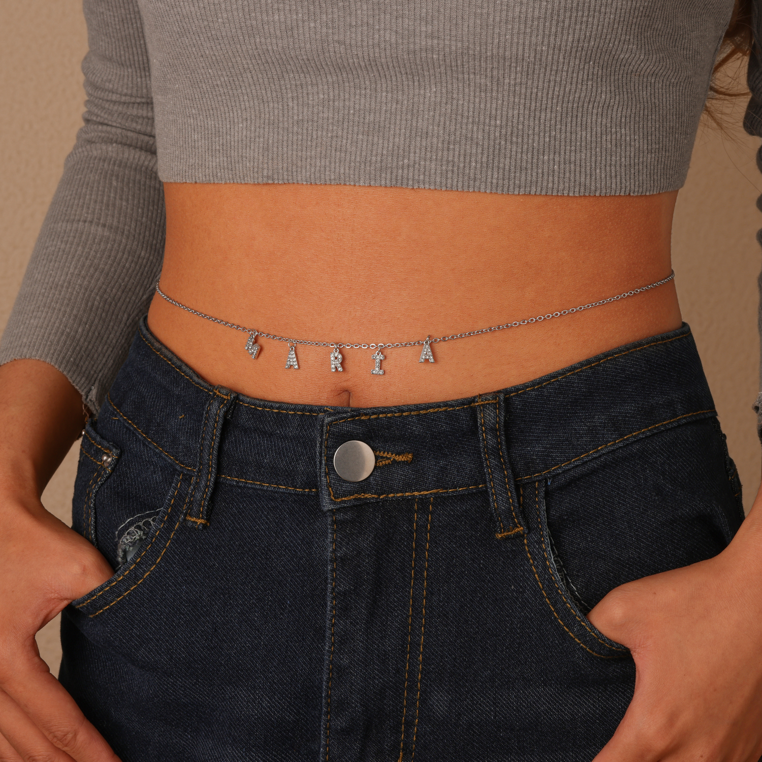 Golden Muse – Custom Name Belly Chain