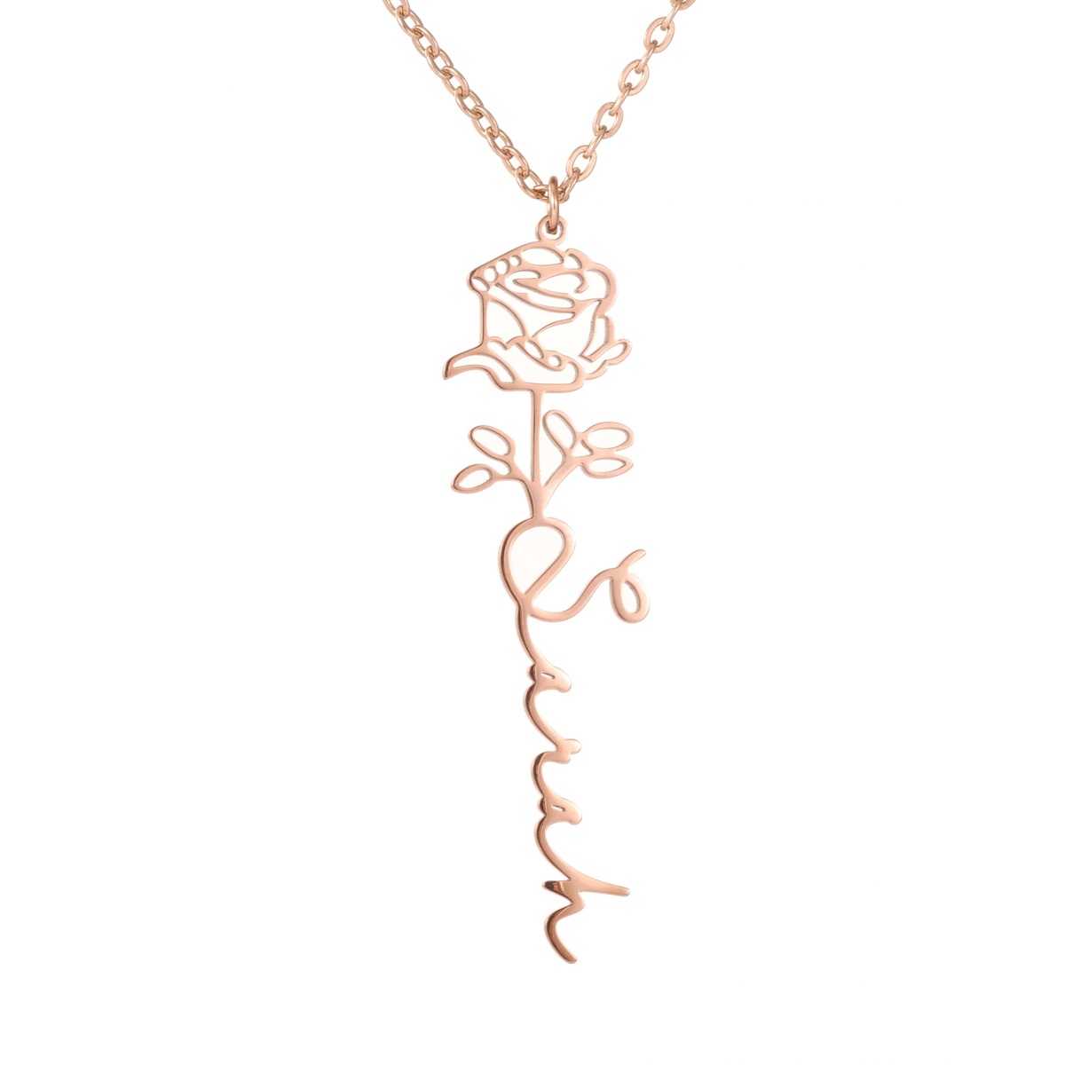 Personalized Rose Name Necklace