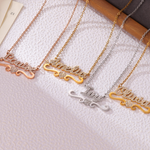 Name Necklace with Heart & Rhinestones
