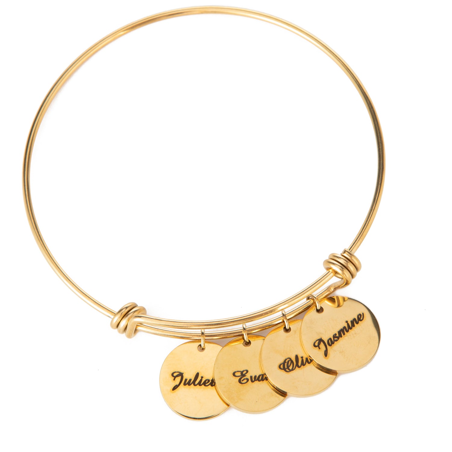 Name Charm Bangle Bracelet (2-4 Names)