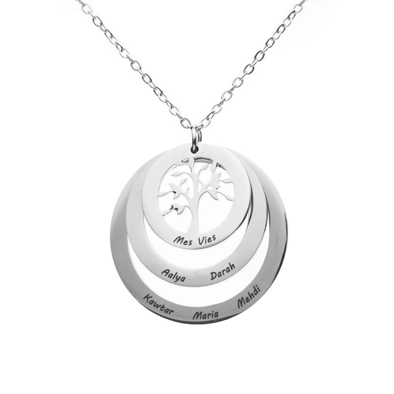 Personalized Family Tree Circle Pendant