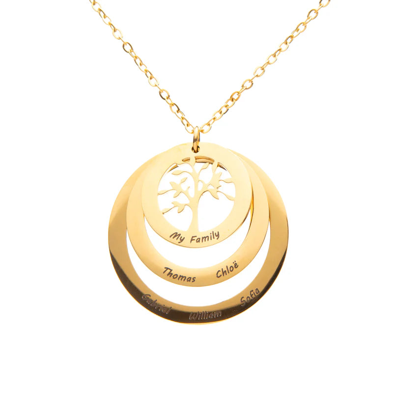 Personalized Family Tree Circle Pendant