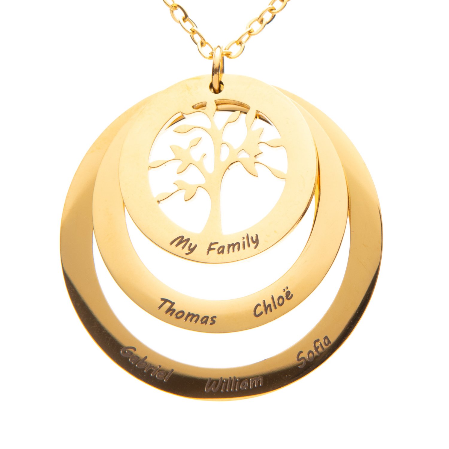 Personalized Family Tree Circle Pendant