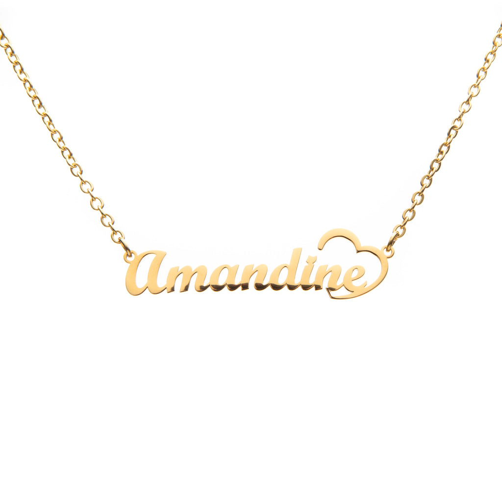 Chiseled Heart Name Necklace