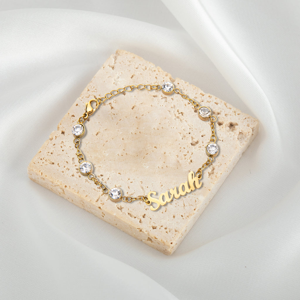 Name Bracelet with Crystal Stone