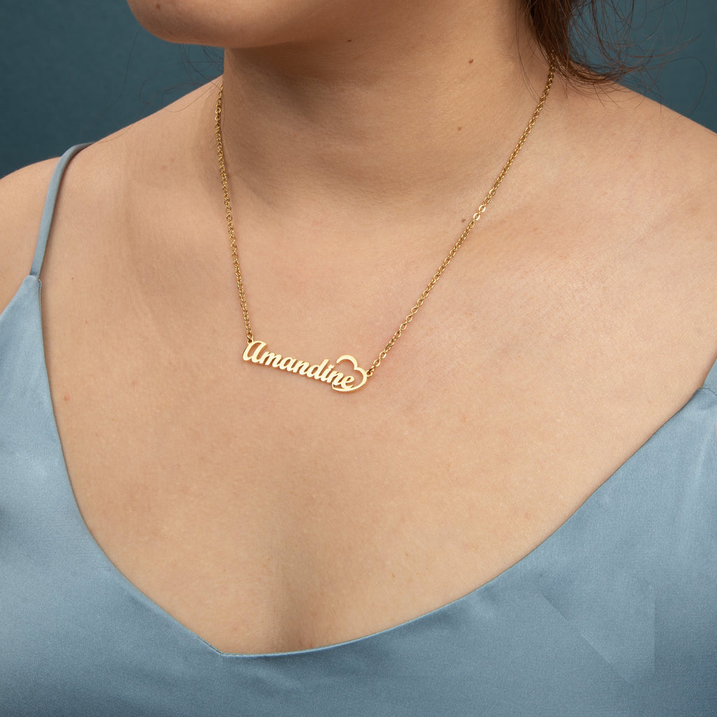 Chiseled Heart Name Necklace