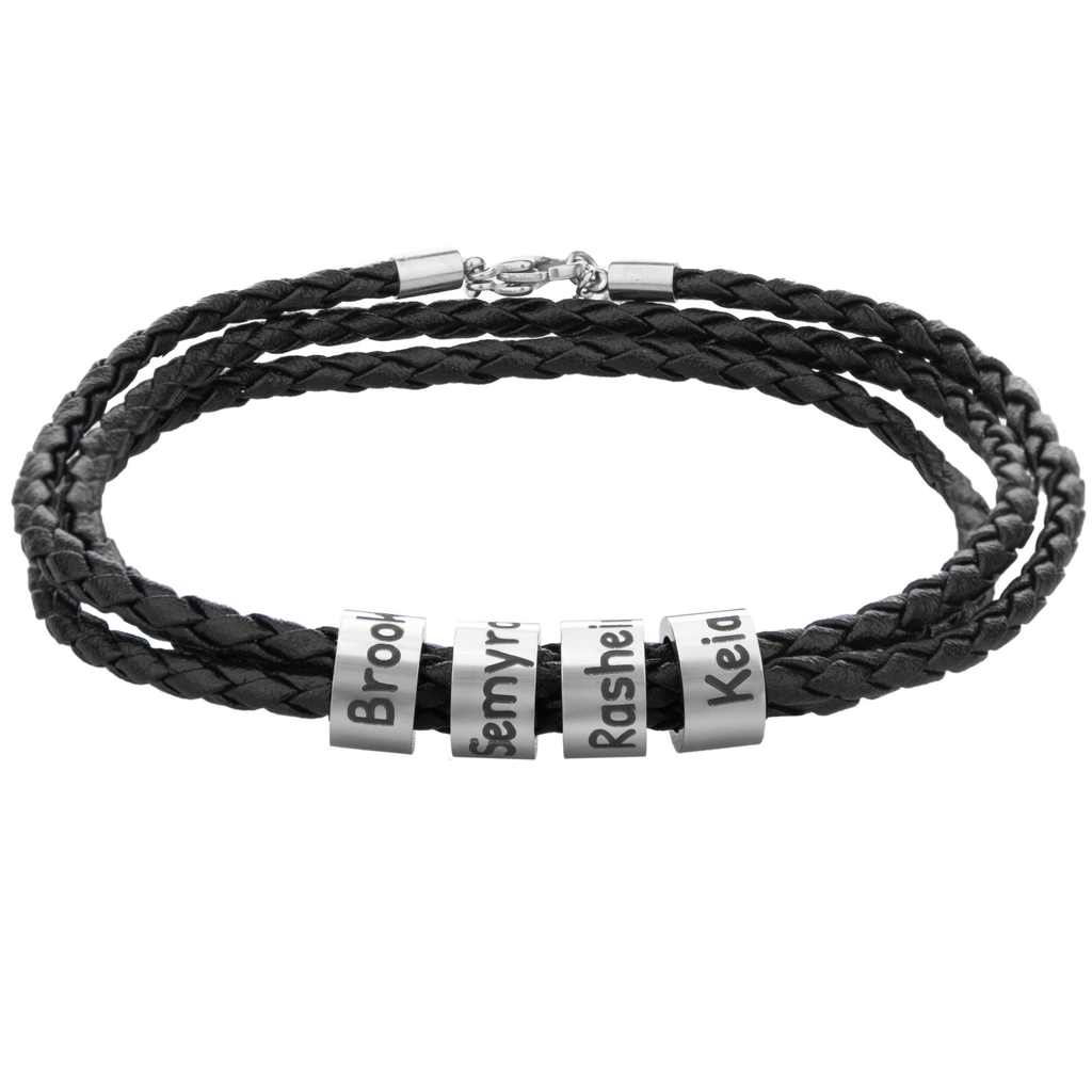 Custom Engraved Men's Leather Cuff Bracelet