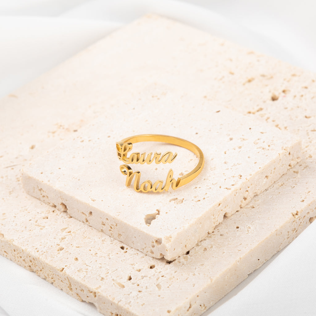 Adjustable Dual Name Ring