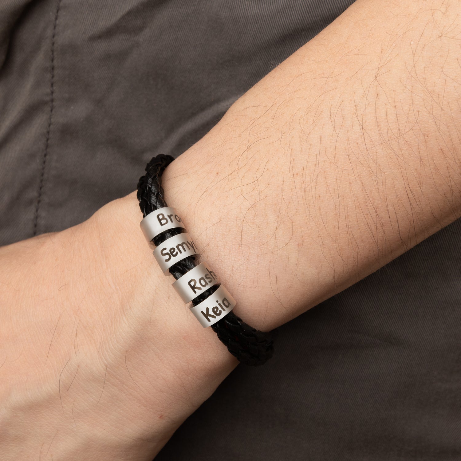 Custom Engraved Men's Leather Cuff Bracelet