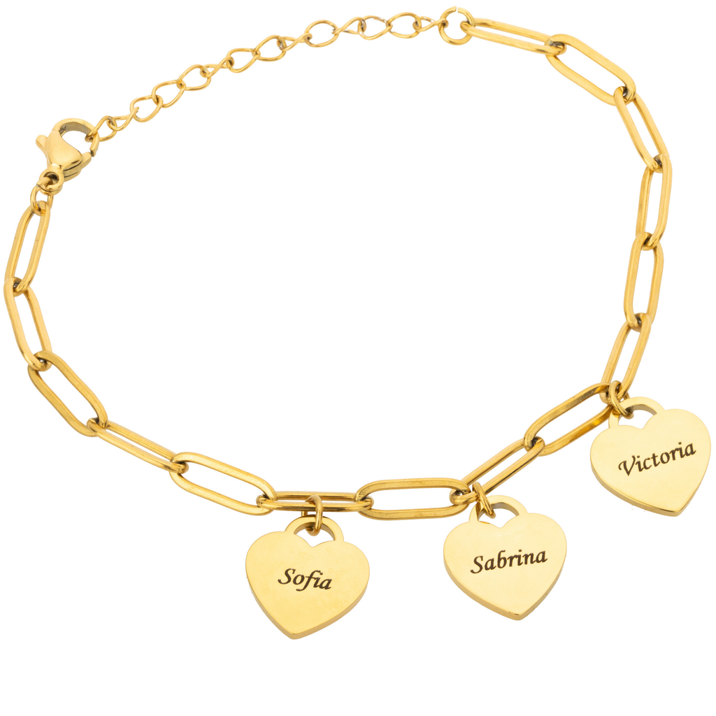 Personalized Bracelet with Multiple Hearts