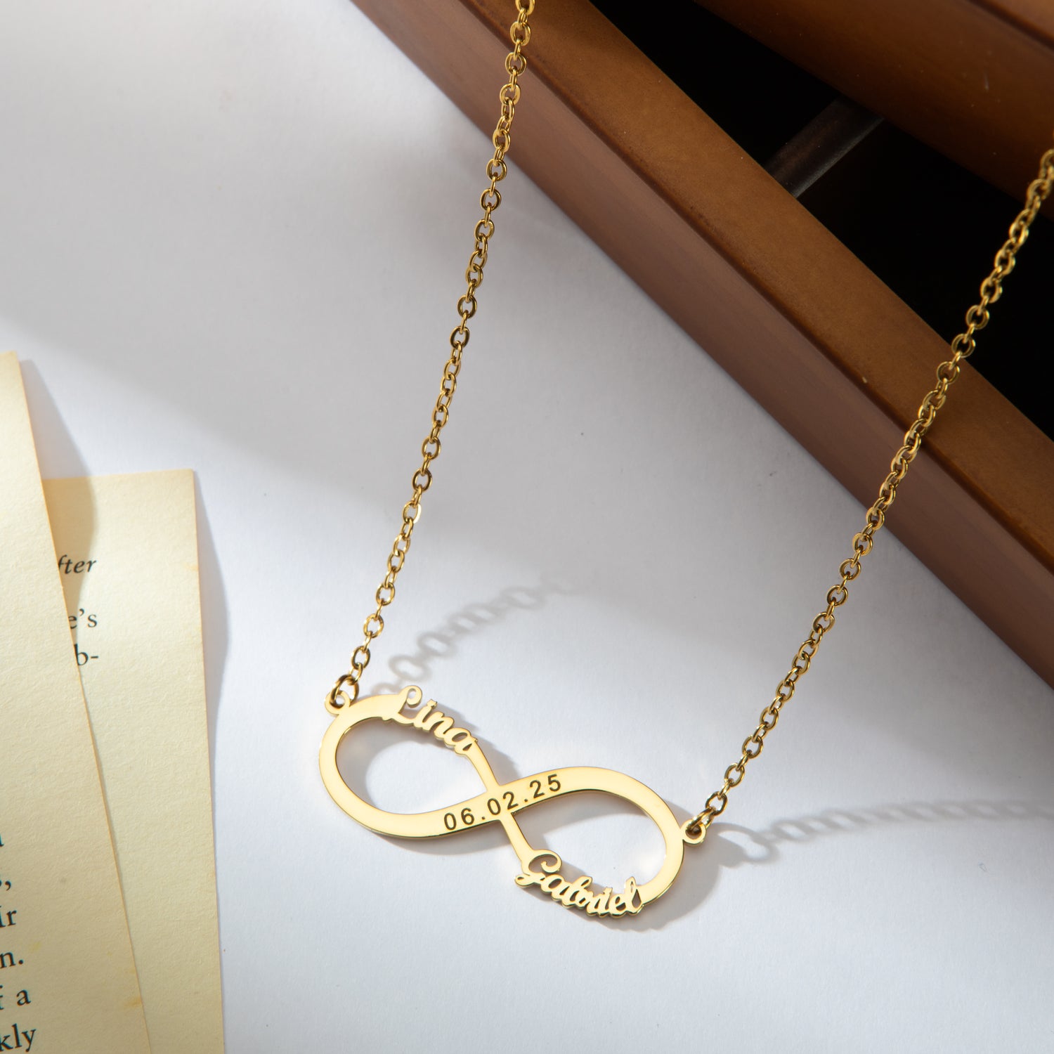 Custom Infinity Necklace with Three Engravings
