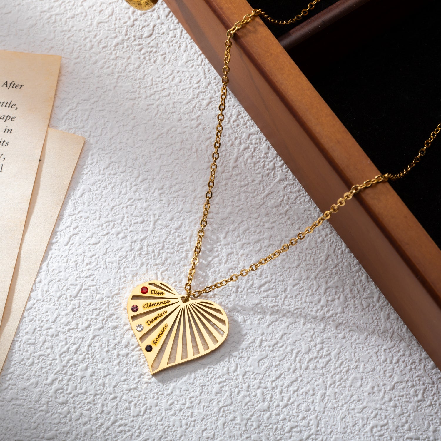 Personalized Radiant Heart Necklace Birthstones