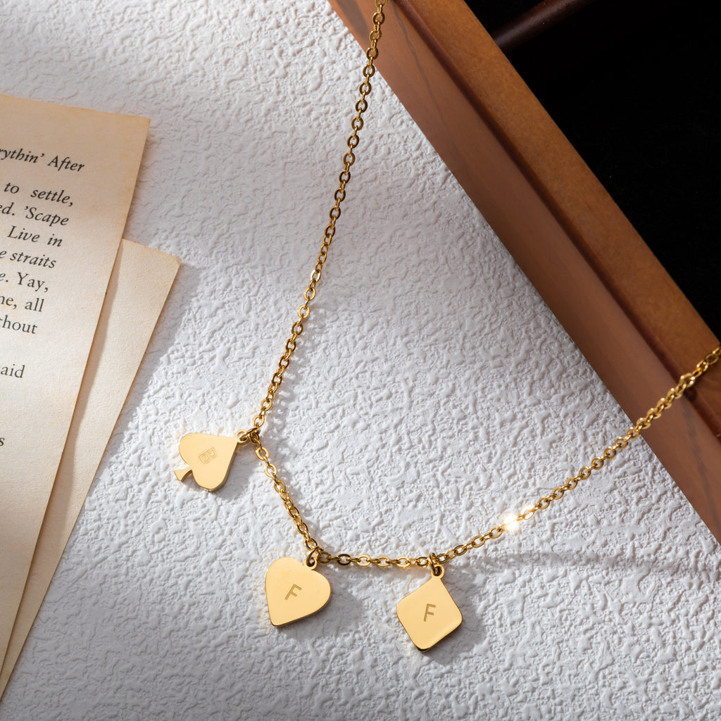 Personalized Playing Card Initial Pendant