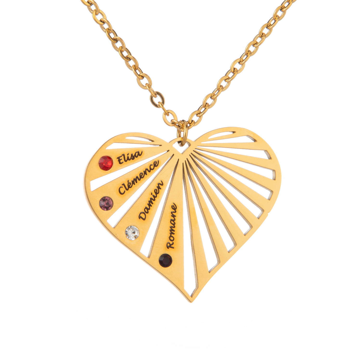 Personalized Radiant Heart Necklace Birthstones