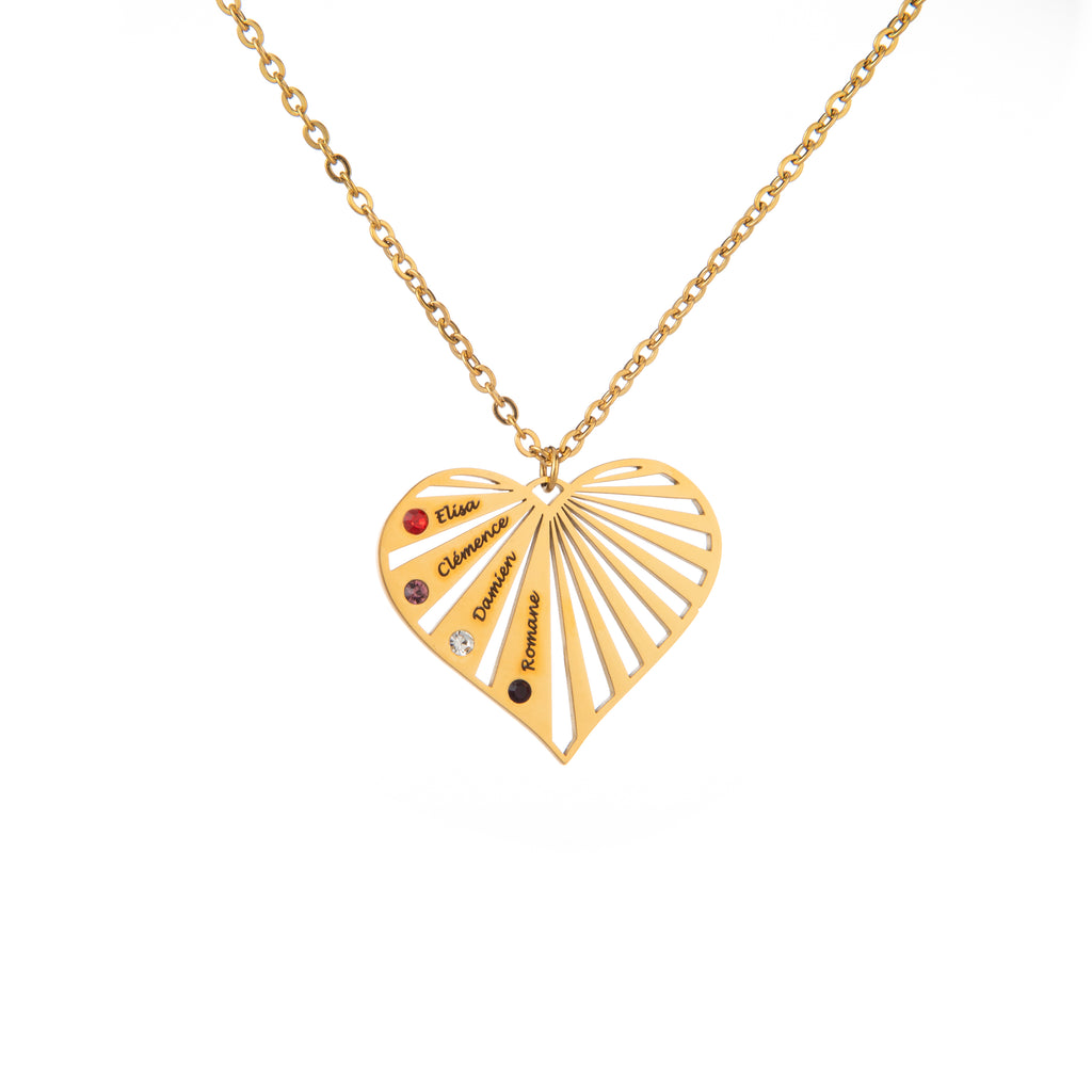 Personalized Radiant Heart Necklace Birthstones