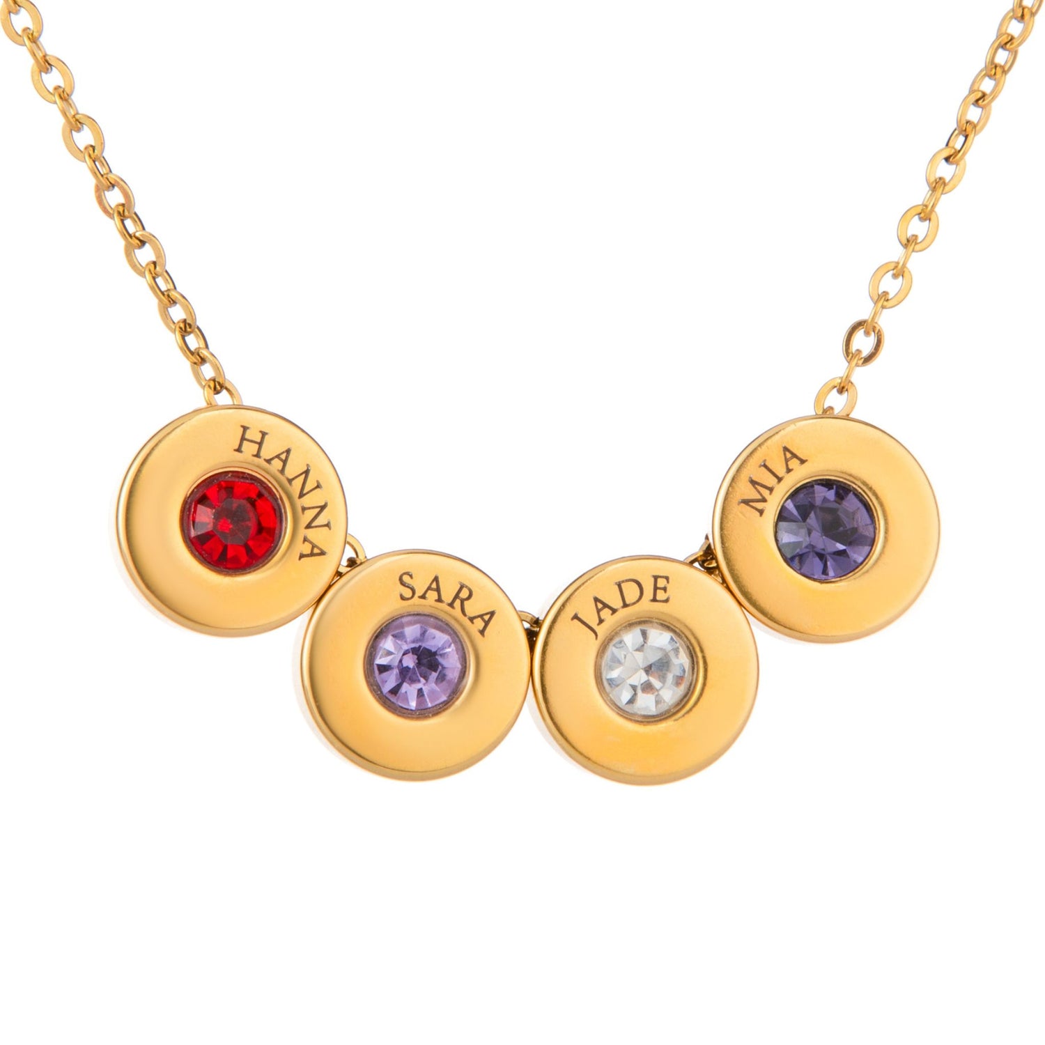 Collar de cuentas personalizado con nombres y piedras de nacimiento grabadas