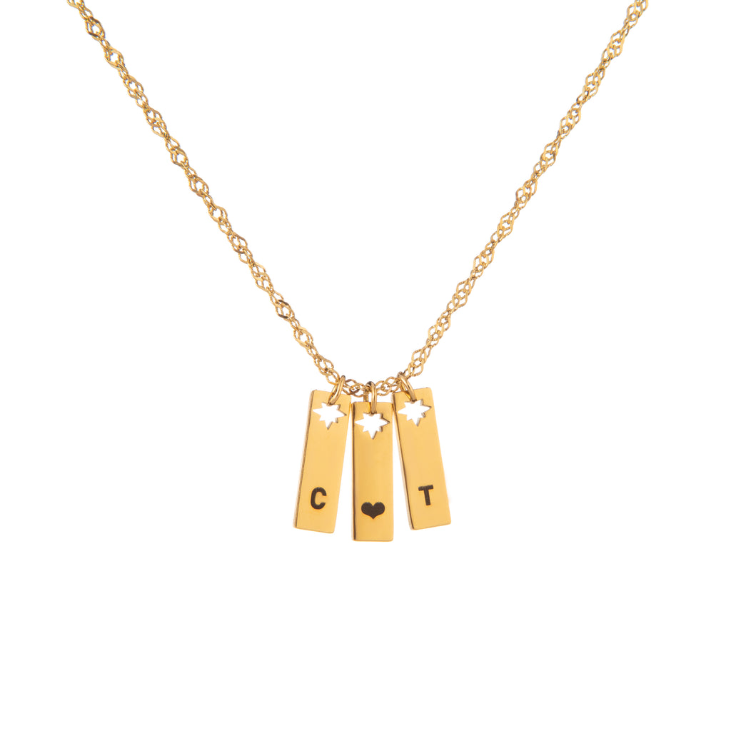 Custom Initial Pendant Necklace with Star Cutout