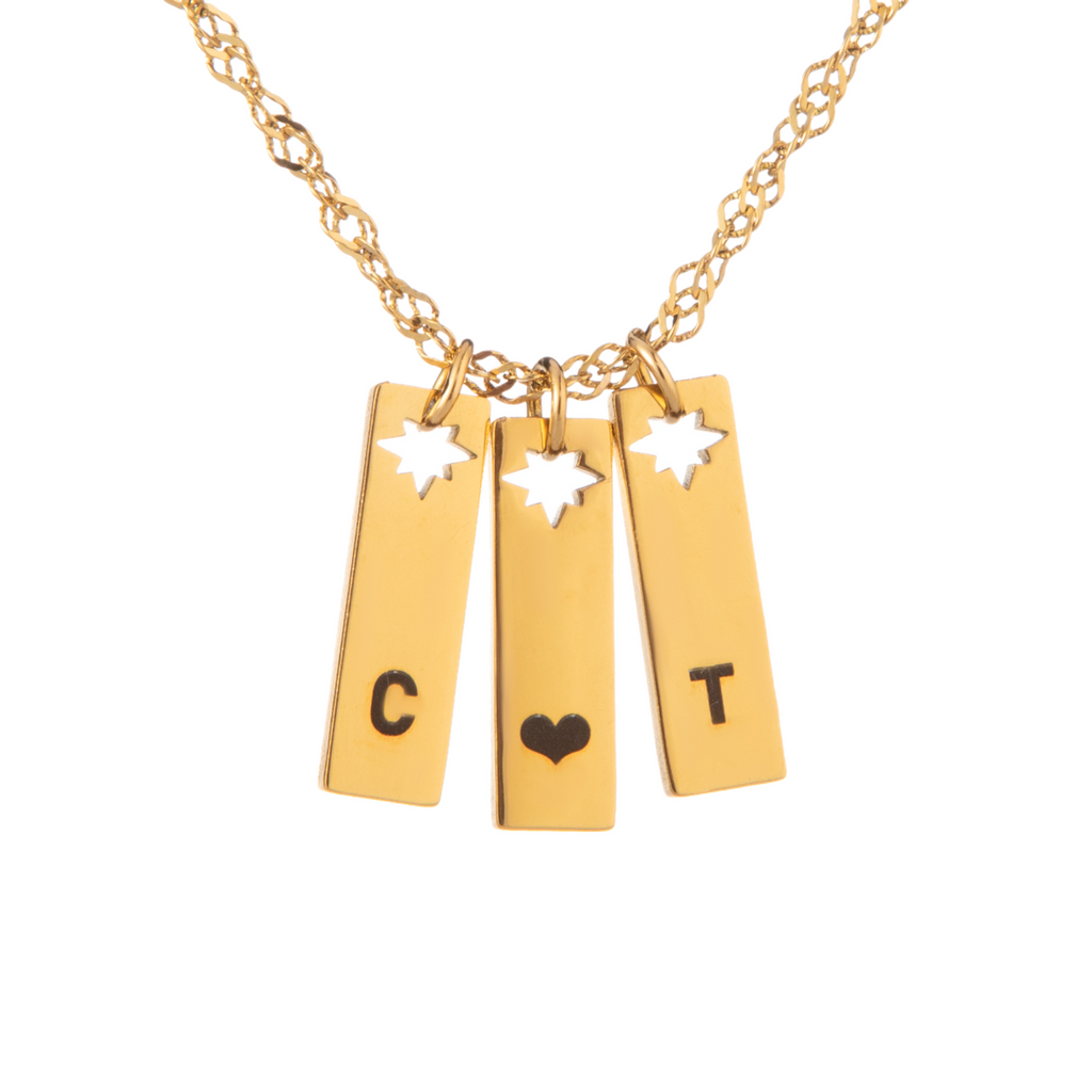Personalized Initial Pendant Necklace with Star Cutout