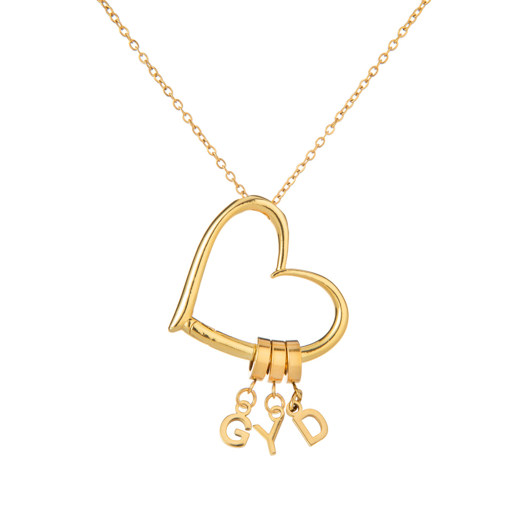 Custom Open Heart Necklace with 1 to 4 Initials