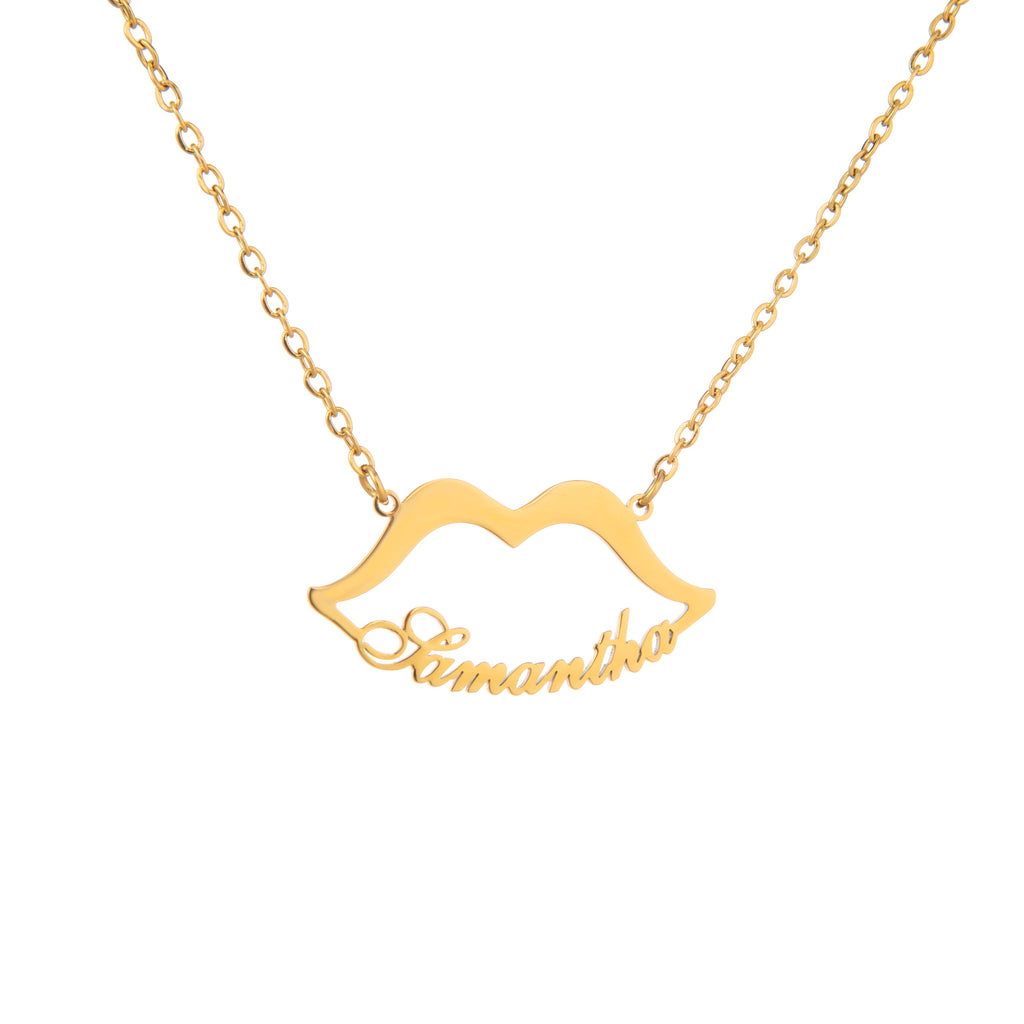 Custom Lips Name Necklace – Engraved Pendant