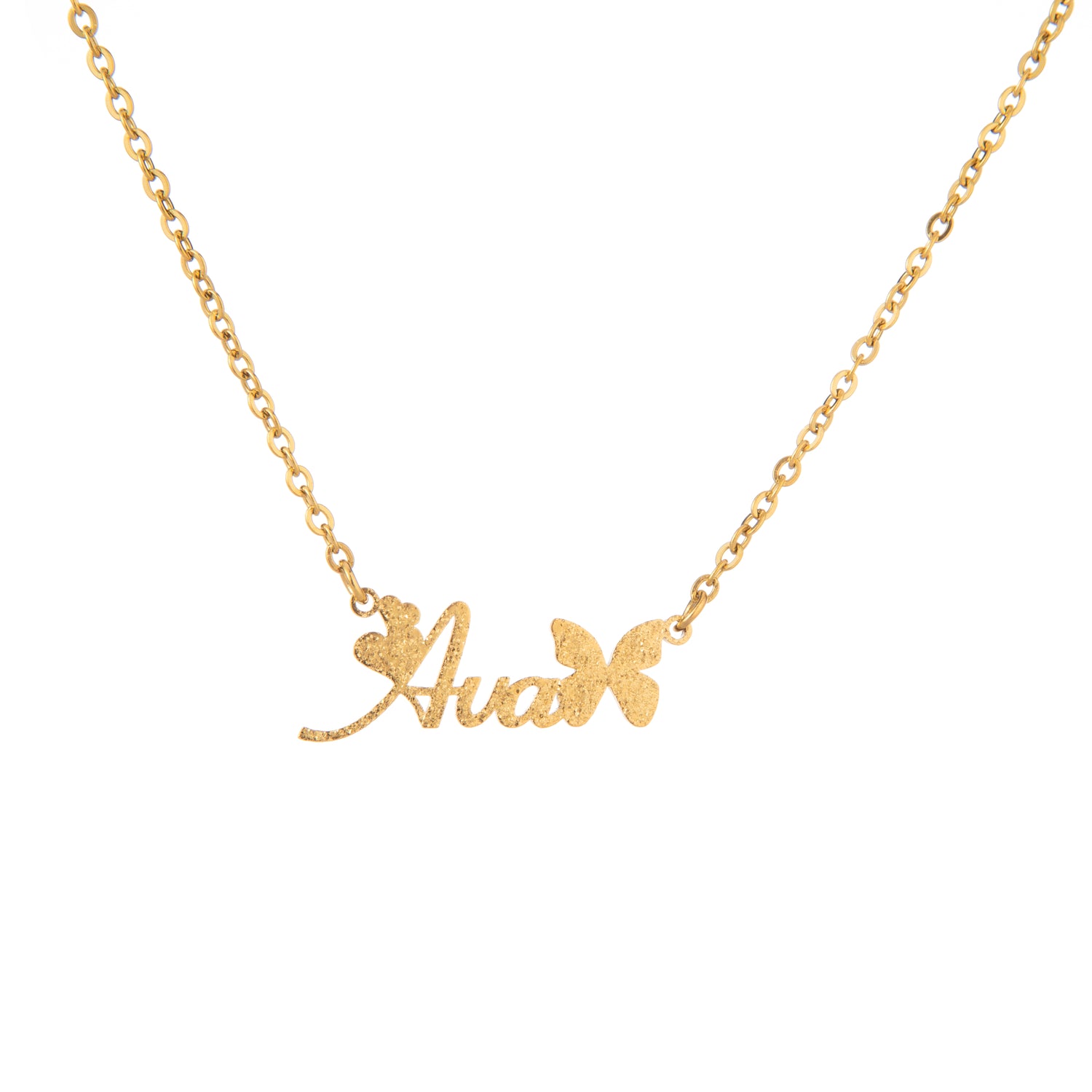 Name Necklace with Butterfly & Glitter