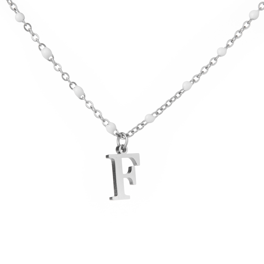 Personalized Initial Necklace with Beaded Chain