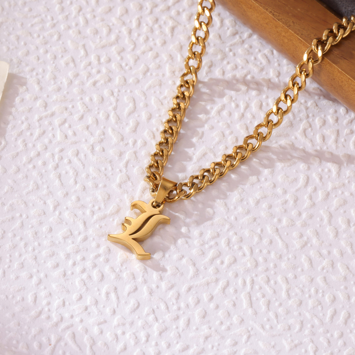 Gothic Letter Pendant Necklace