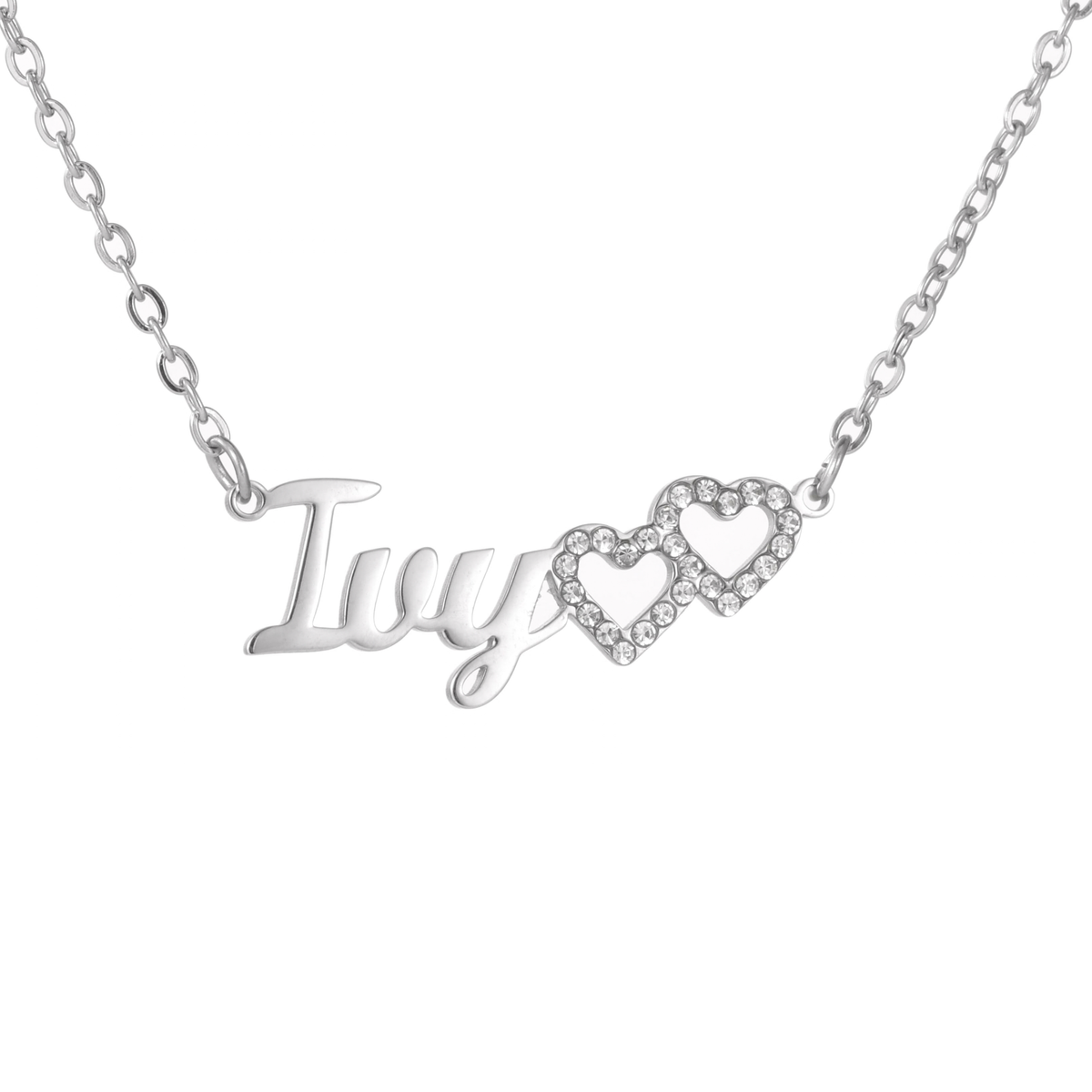 Kids Double Heart Name Necklace