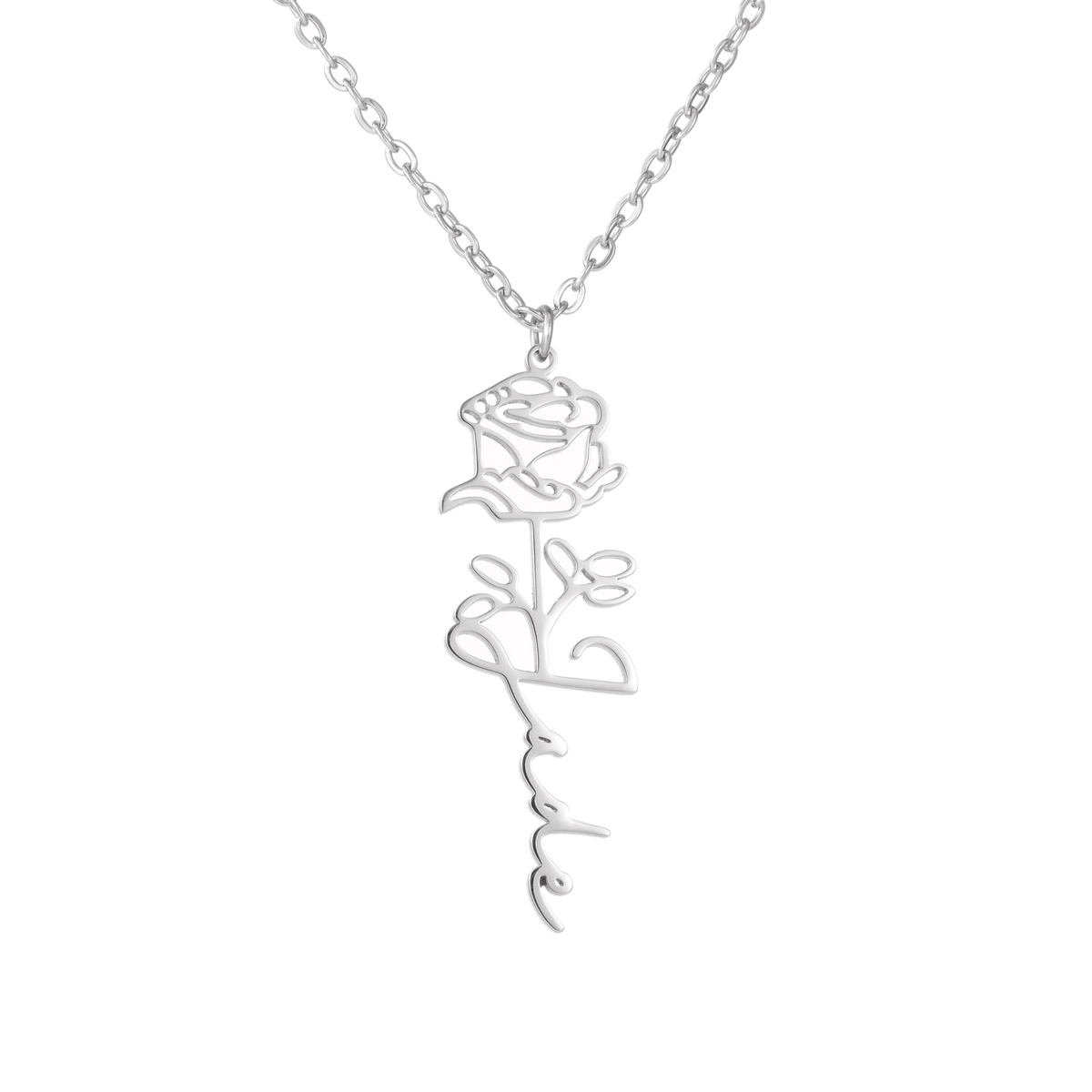 Personalized Rose Name Necklace