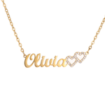 Double Heart Name Necklace