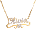 Kids Name Necklace with Heart & Rhinestones