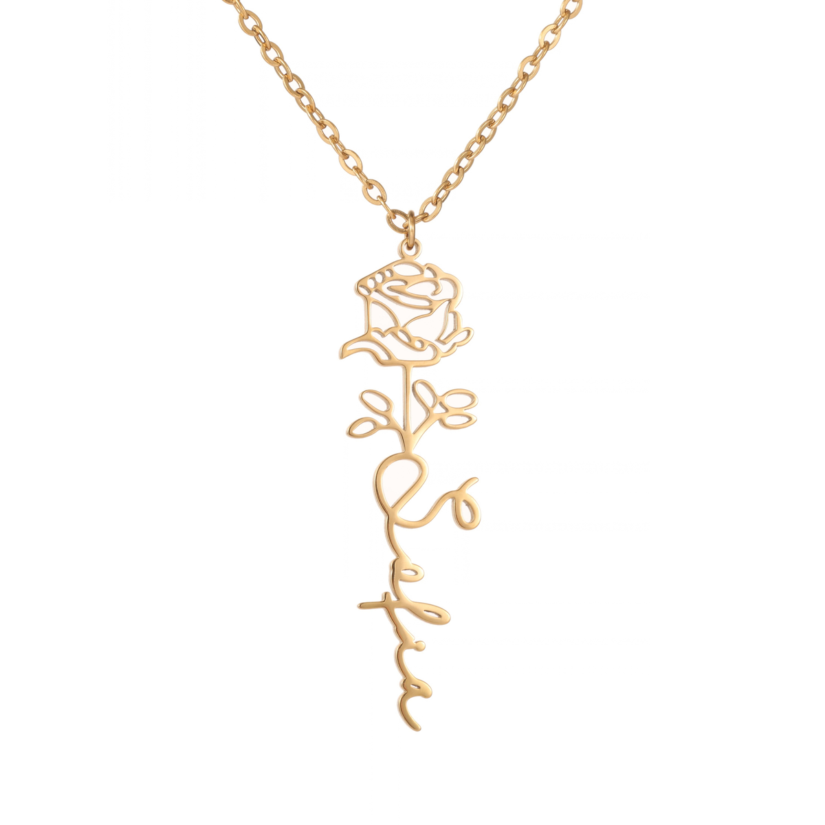 Personalized Rose Name Necklace