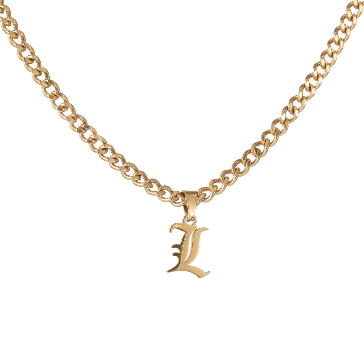 Gothic Letter Pendant Necklace
