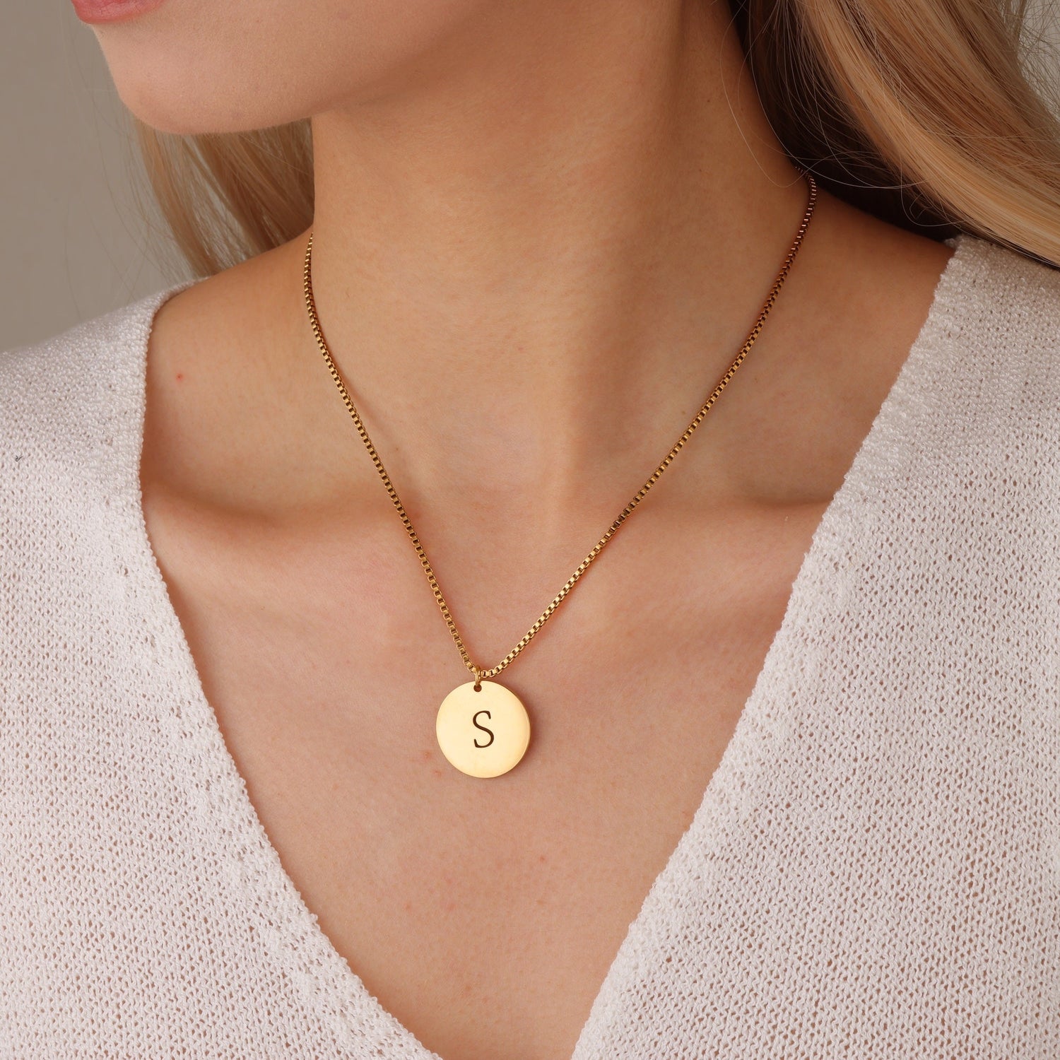 Personalized Initial Medal Necklace