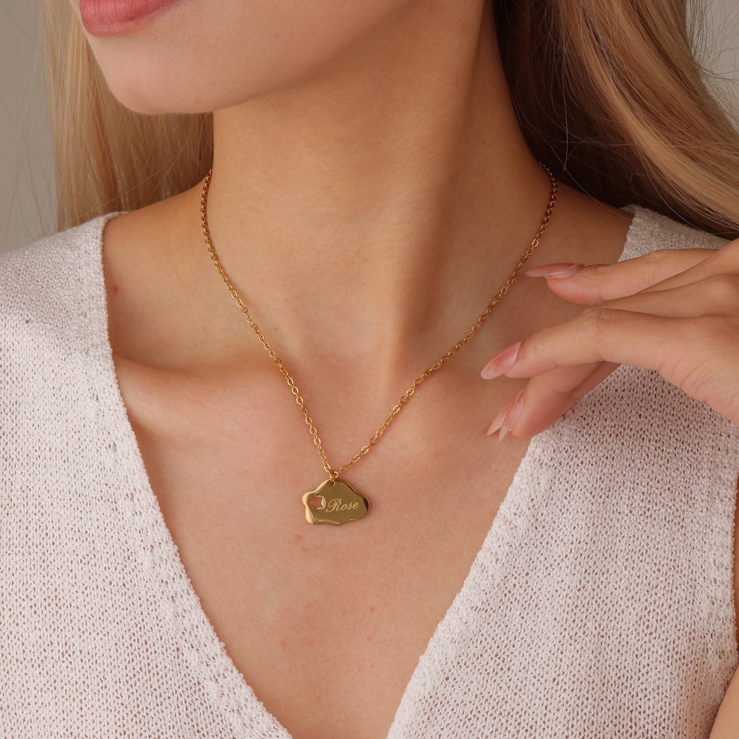 Personalized Cloud Star Necklace