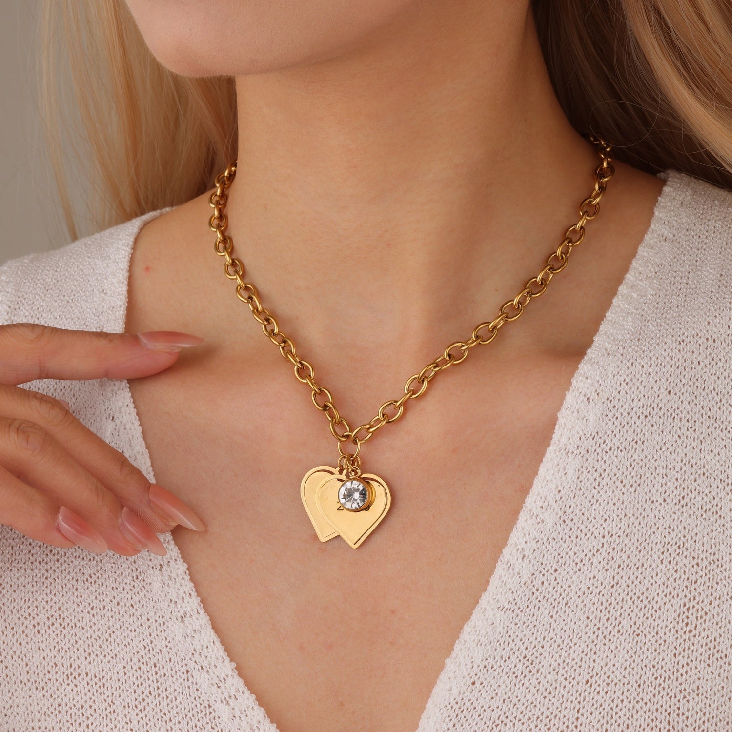 Personalized Multi Heart Charm Necklace