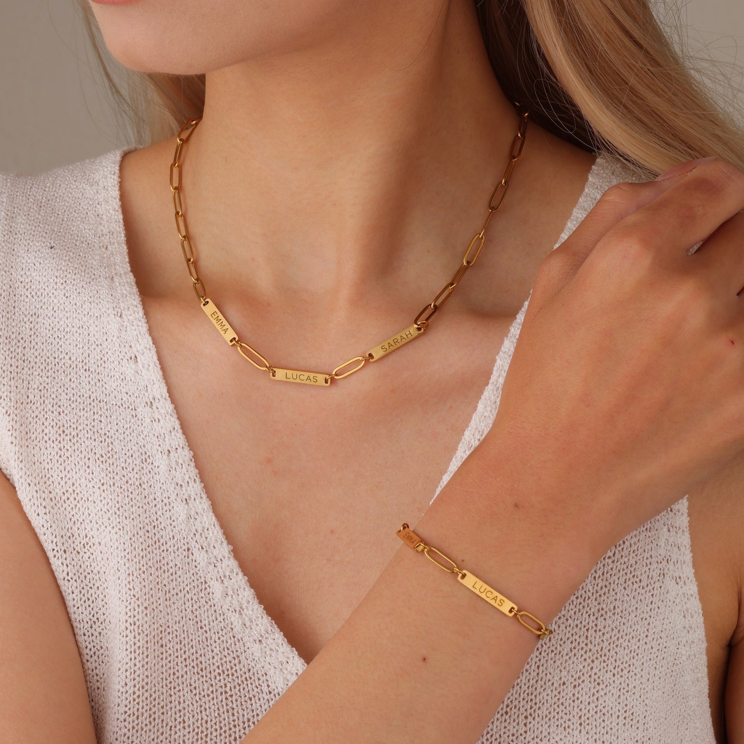 Chain Link Personalized Bar Necklace