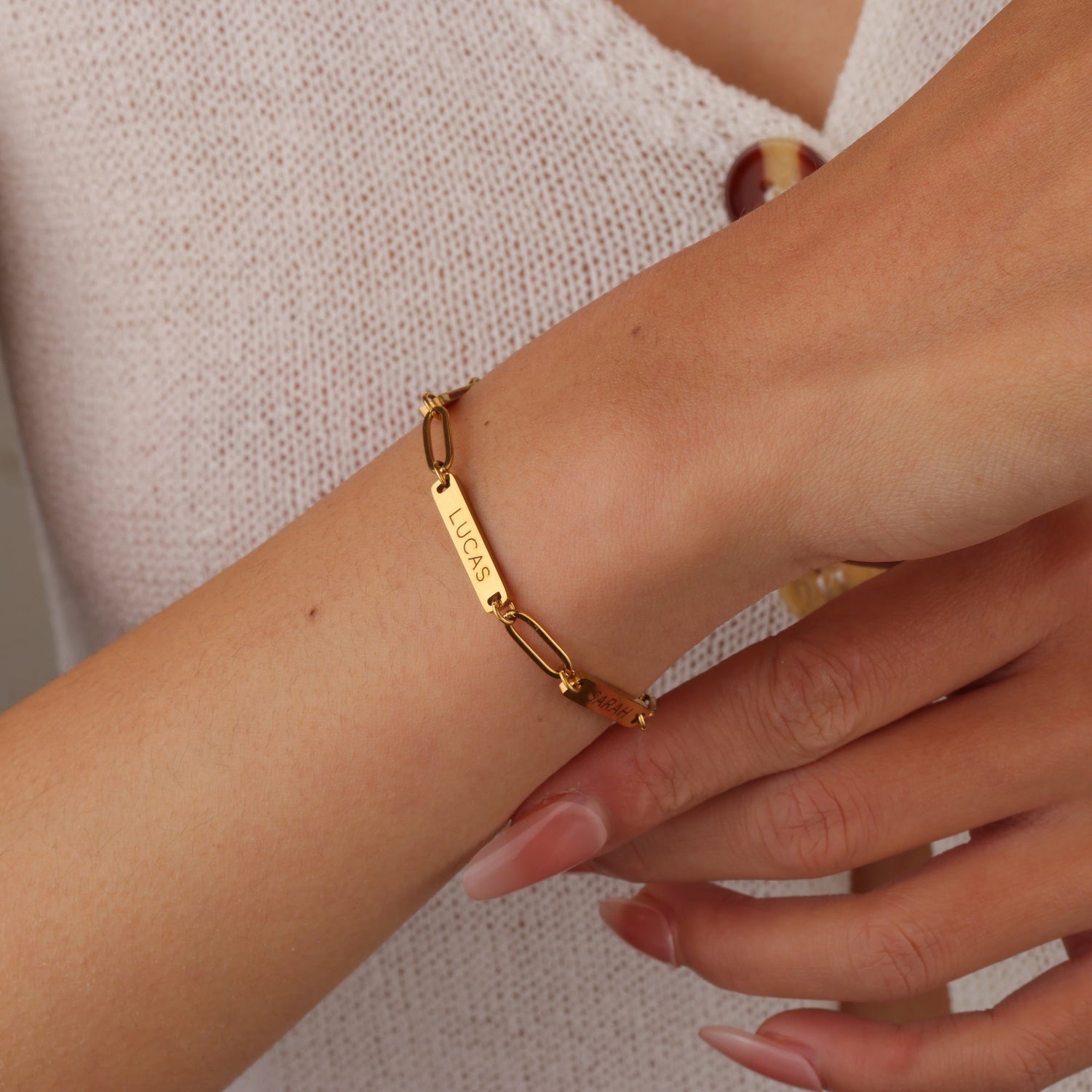 Chain Link Personalized Bar Bracelet