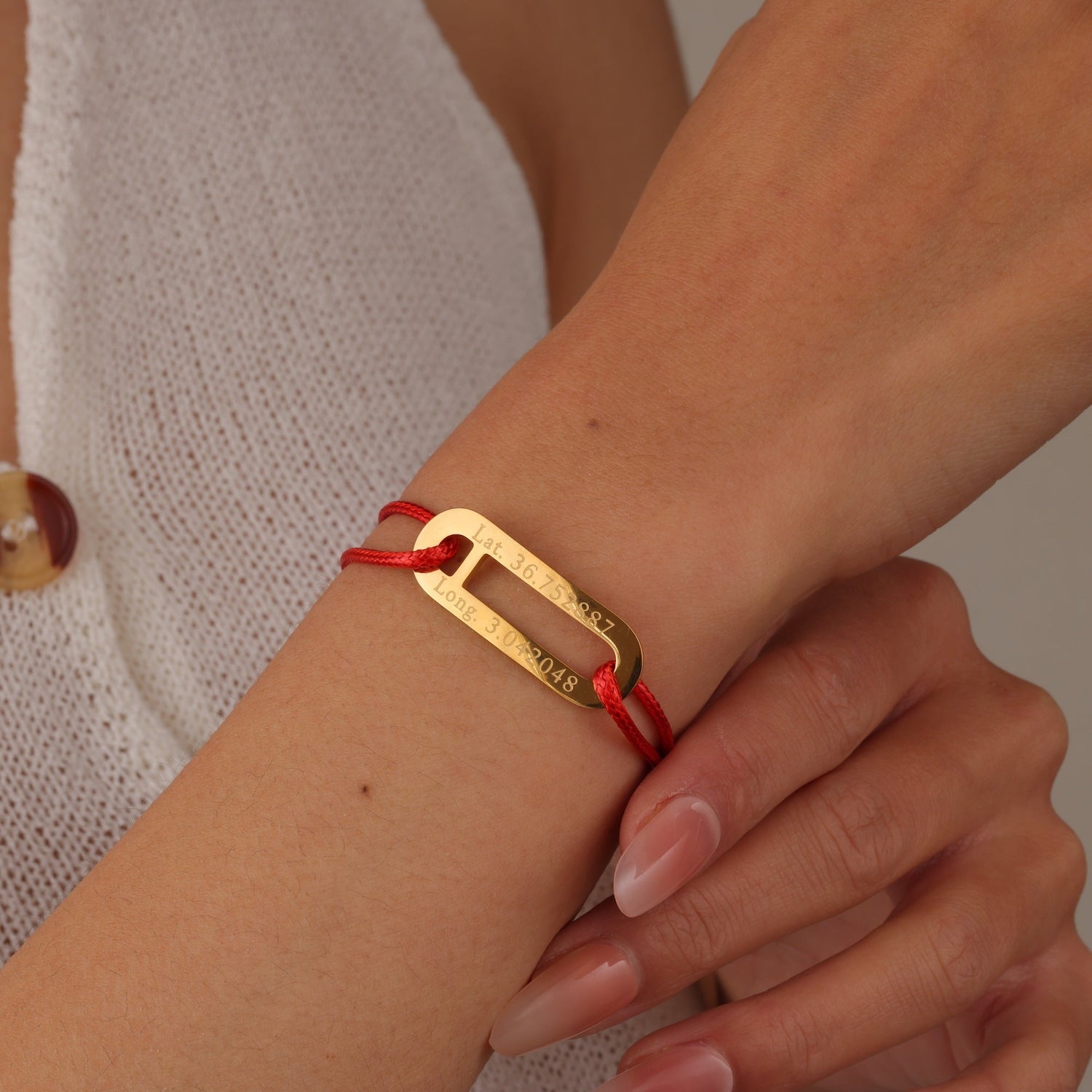 Personalized Coordinates Cord Bracelet