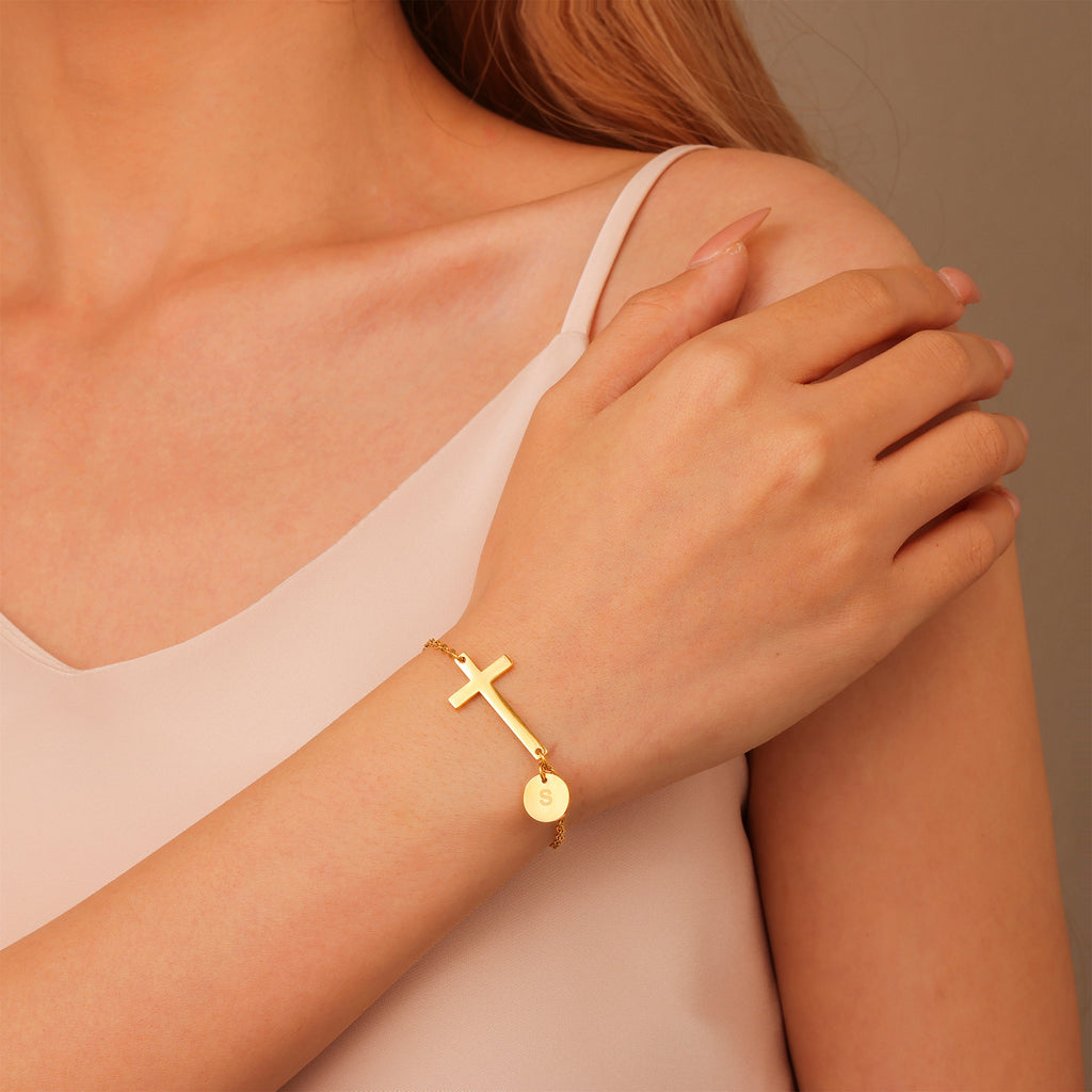 Initial cross bracelet on sale
