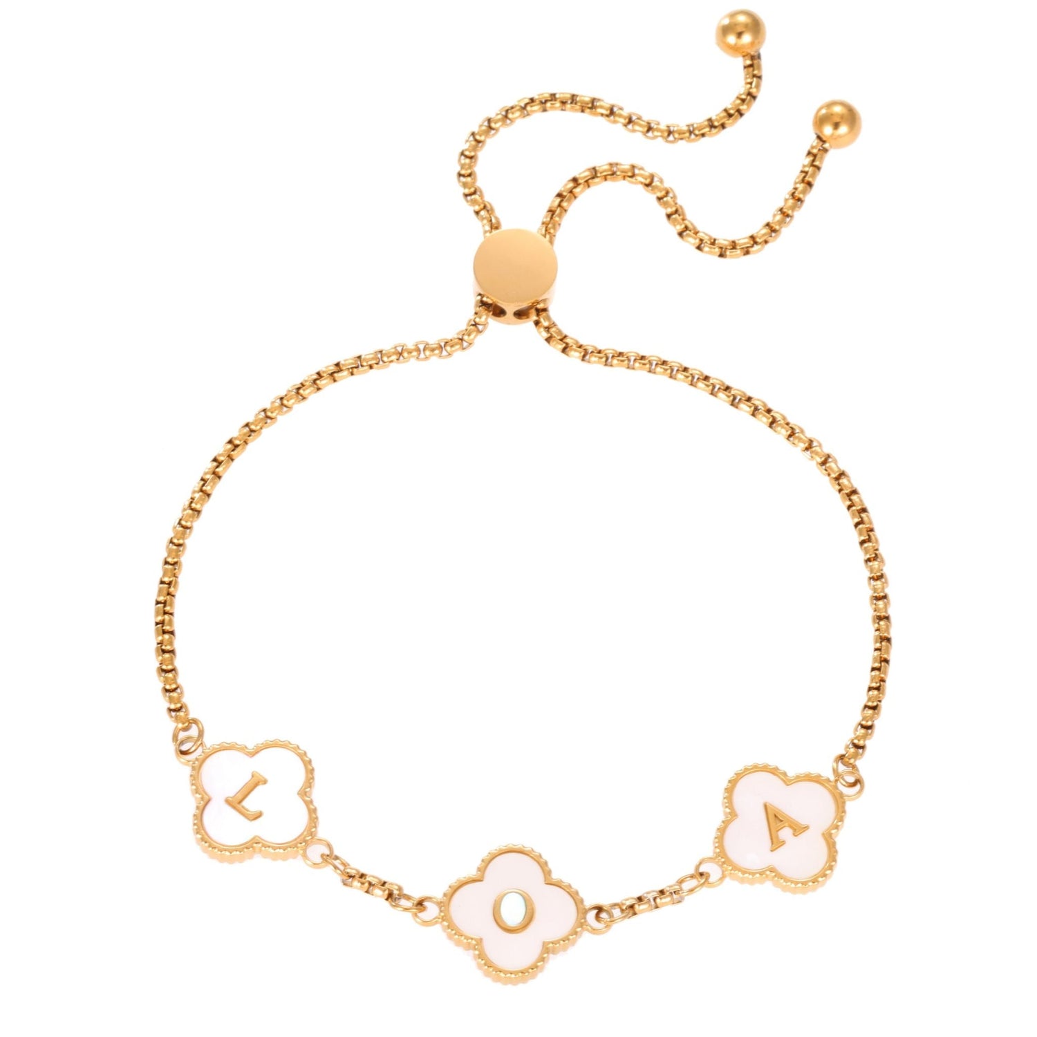 Clover Initial Bracelet