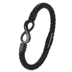 Black braided bracelet with a clasp on a white background