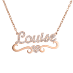 Name Necklace with Heart & Rhinestones