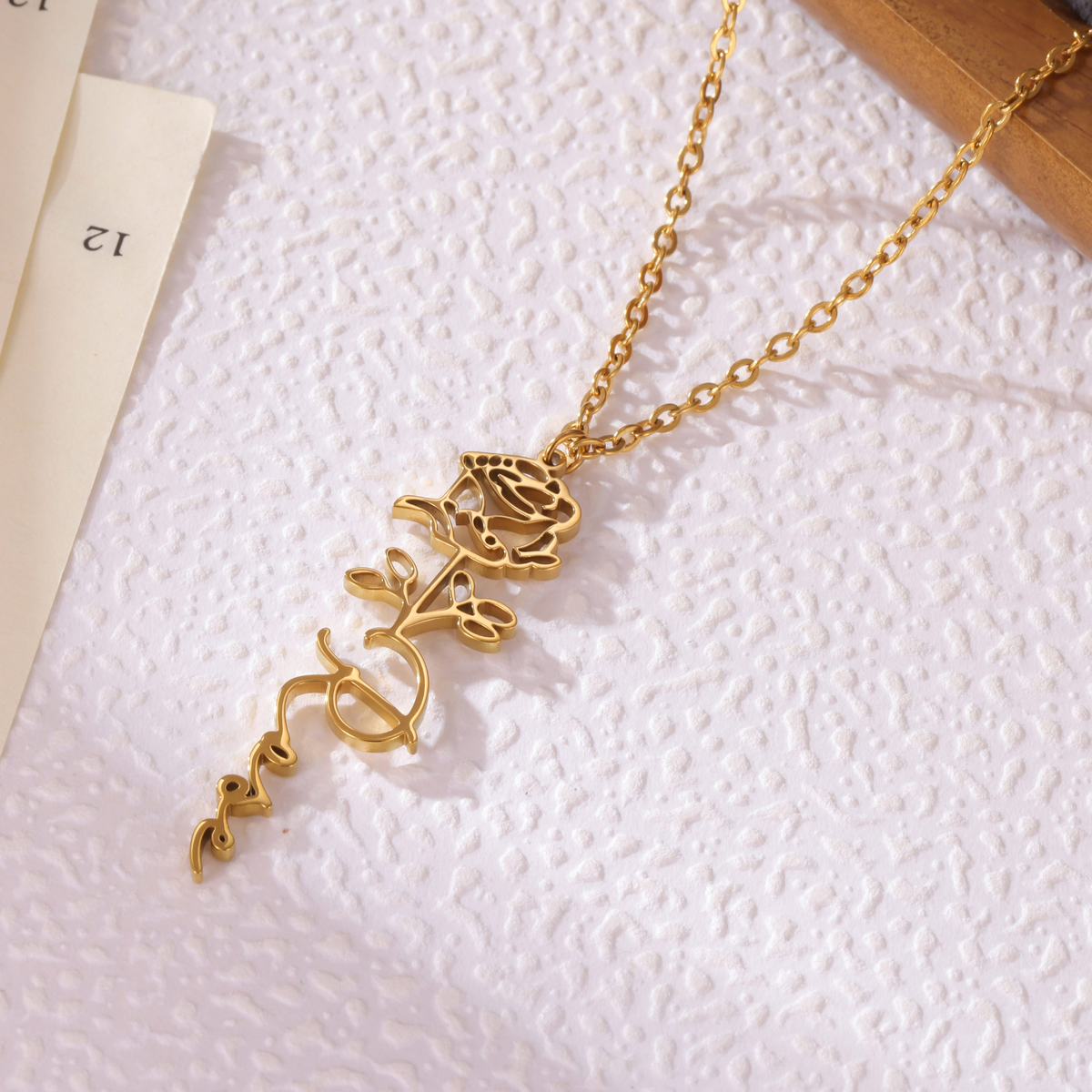 Kids Personalized Rose Name Necklace