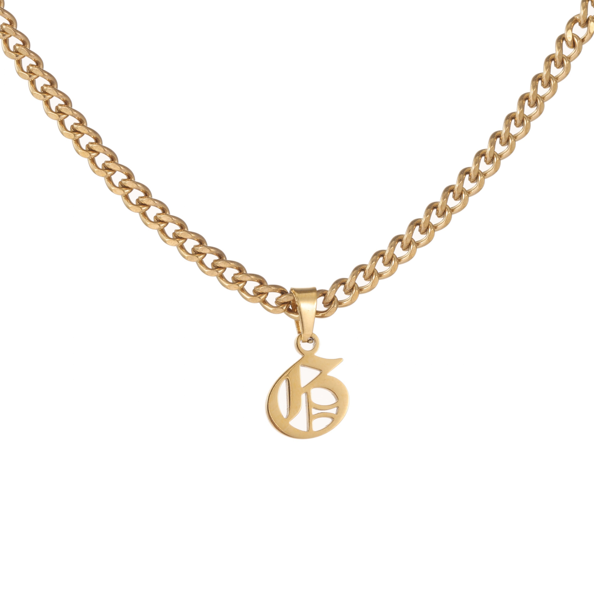 Gothic Letter Pendant Necklace