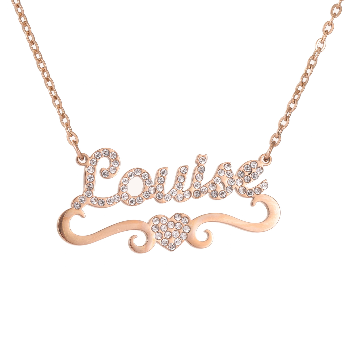 Kids Name Necklace with Heart & Rhinestones