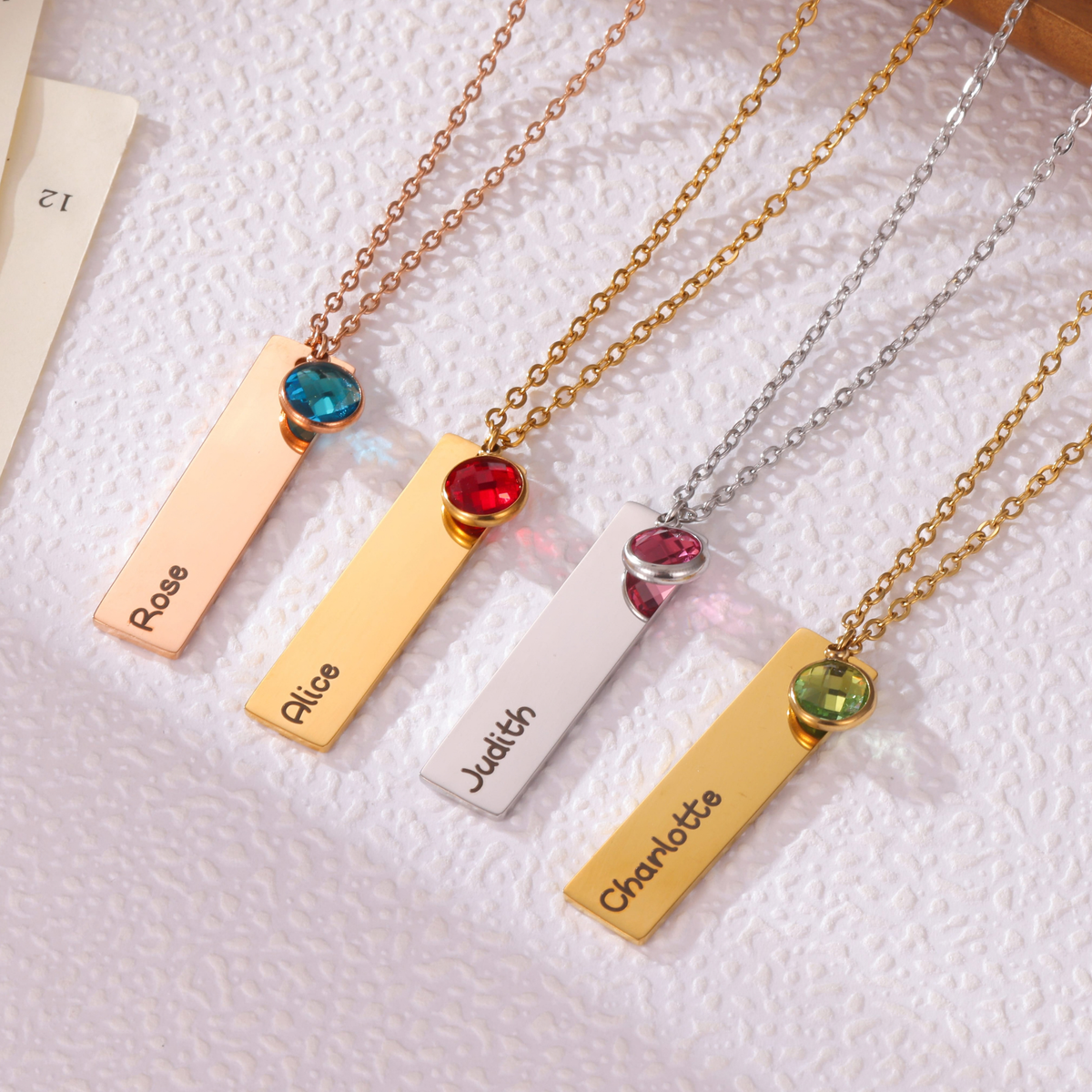 Name Bar & Birthstone Necklace