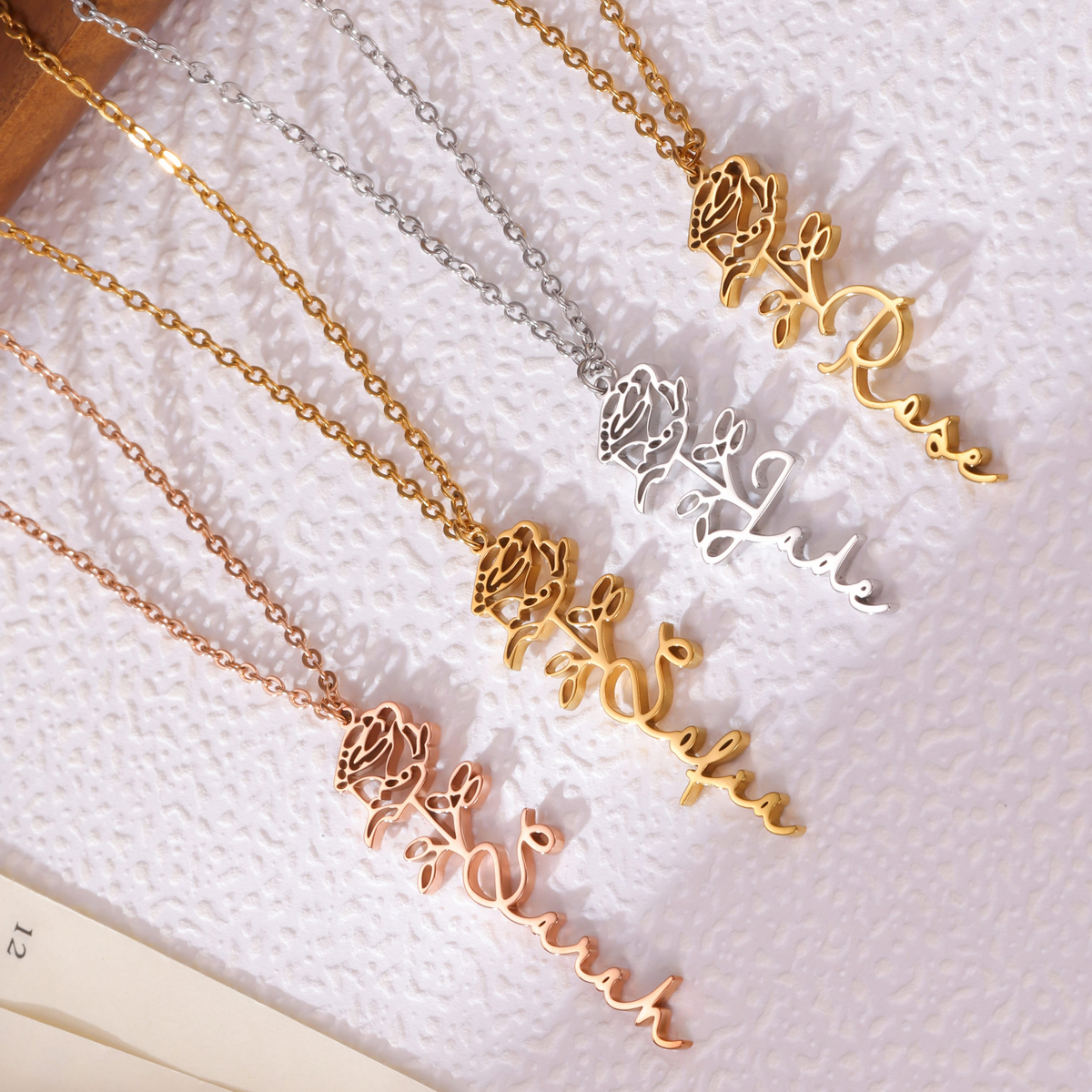 Kids Personalized Rose Name Necklace