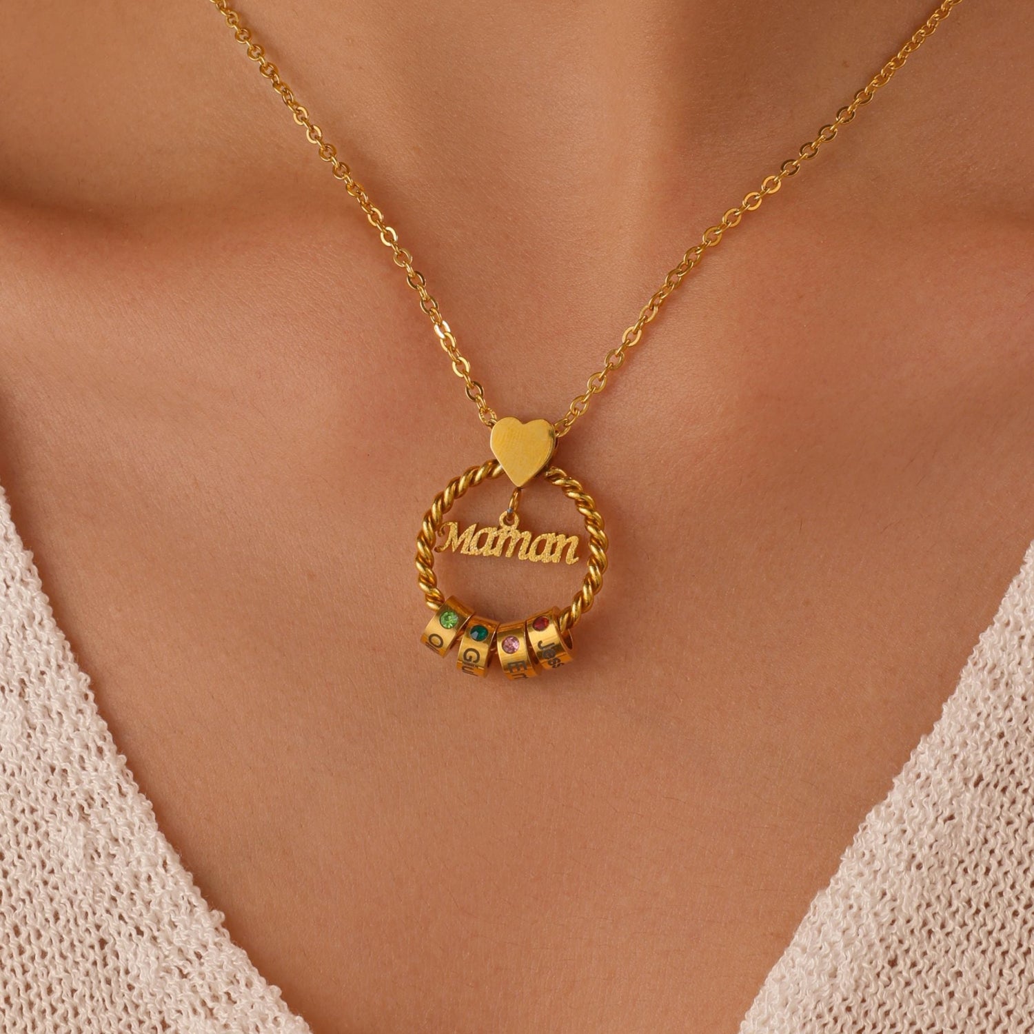 Mom’s Circle of Bonds Necklace with Birthstones